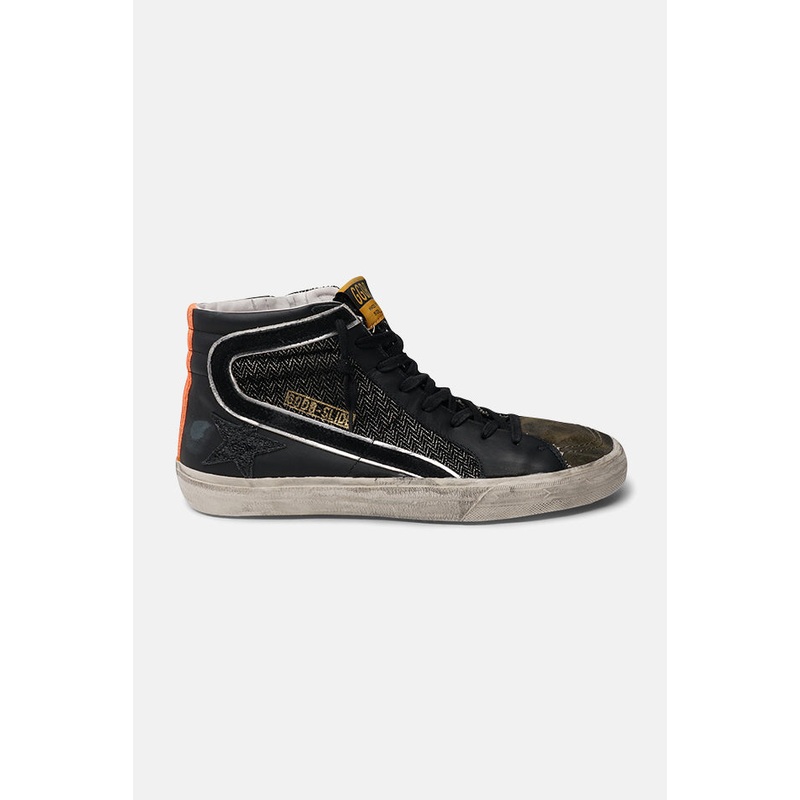 Slide High Top Sneaker Black/Drill Green/Orange