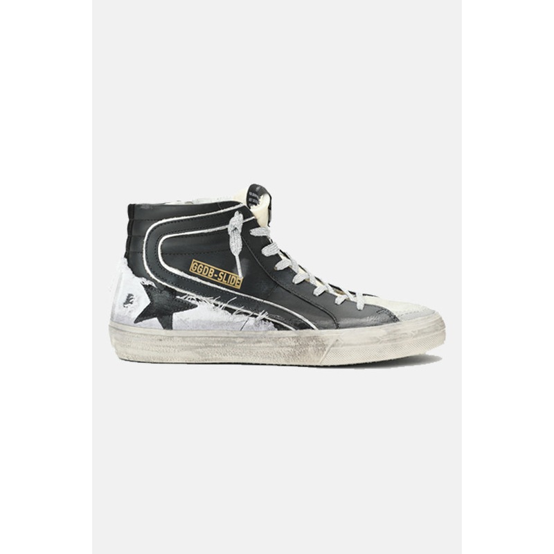 Slide High Top Sneaker Black Leather/Ice Suede/Black Star