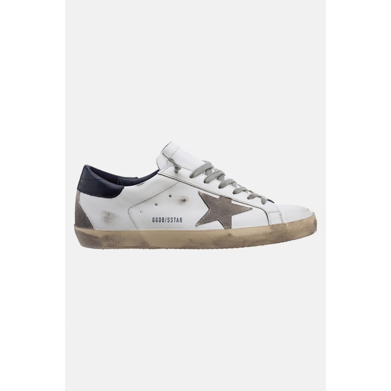 Super-Star Low Top Sneaker White Leather/Night Blue Heel