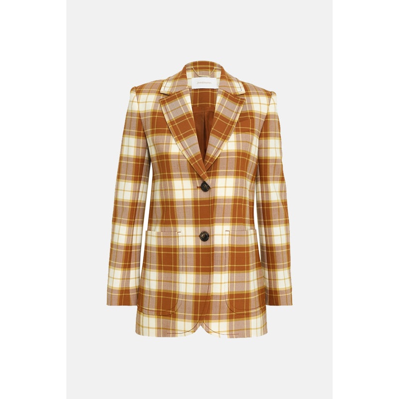Tempo Long Line Jacket Caramel Check