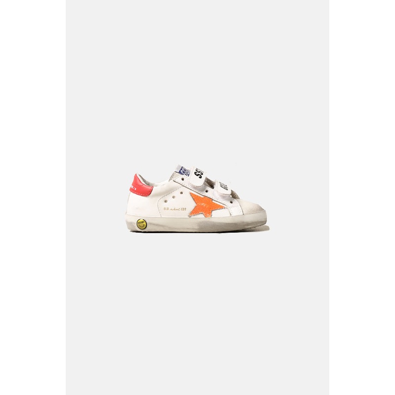 Toddler Old School Low Top Sneaker White/Orange Fluorescent Star