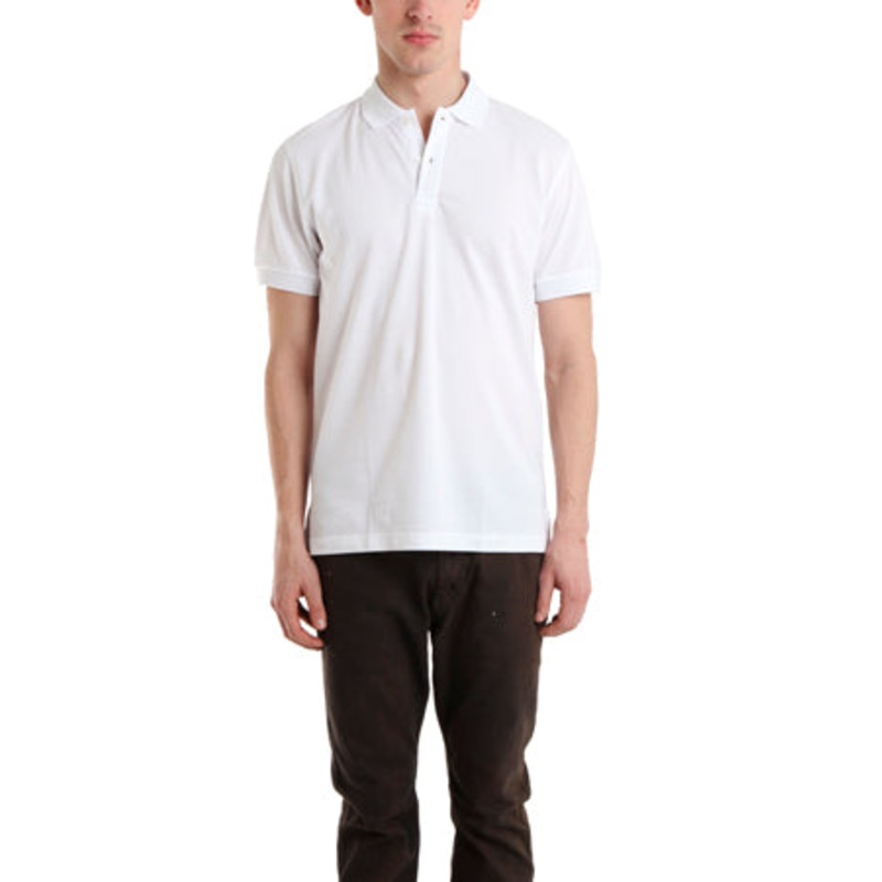 White Sunspel Pique Polo Shirt