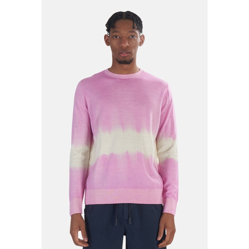 Wool Cashmere Stripe Sweater Pink/White