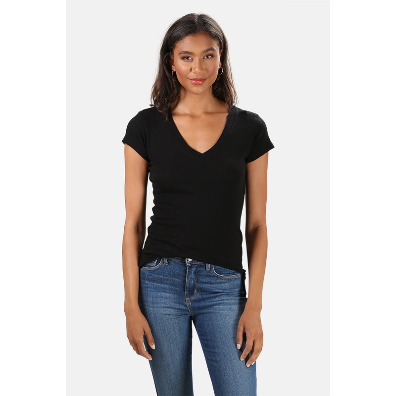 Becca V Neck Tee Black|XS|S|M|L