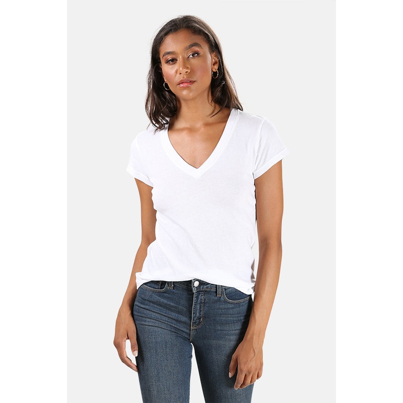 Becca V Neck Tee White|XS|M|L