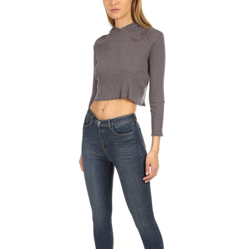 Cropped Hoodie Charcoal|S|M