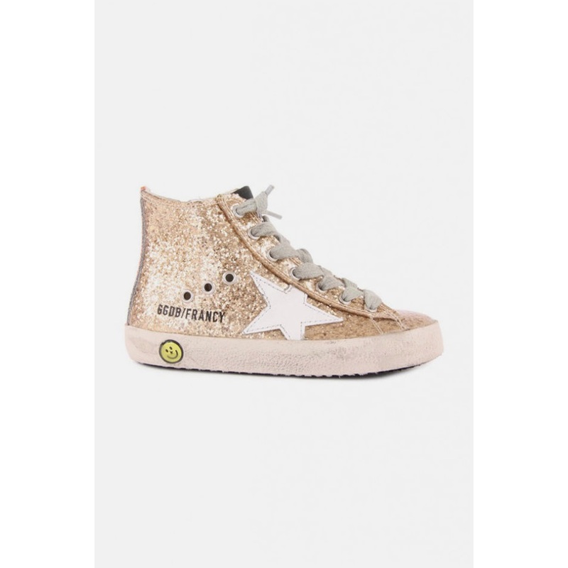 Toddler Francy High Top Sneaker Gold Glitter Fluo