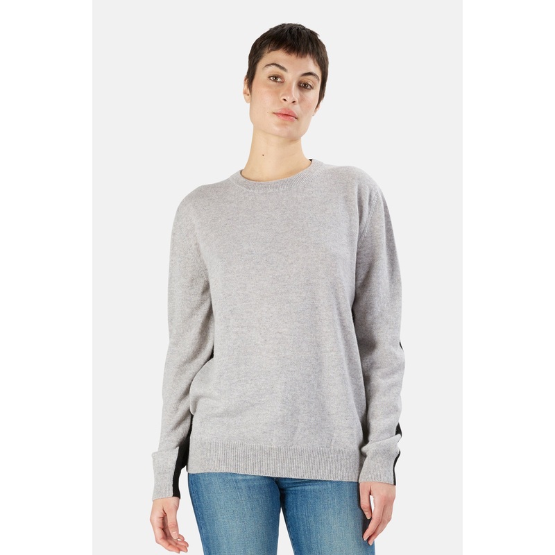 Women’s Two Tone Crewneck Cashmere Sweater Grey/Black