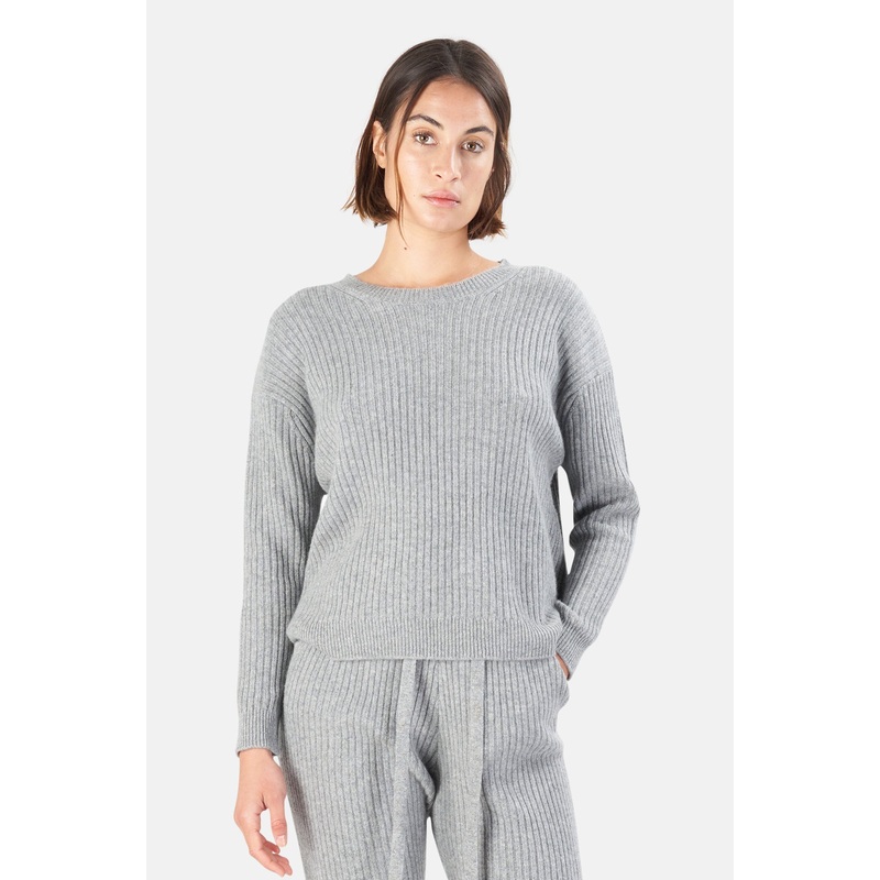 Evelyn Ribbed Cashmere Sweater Grey