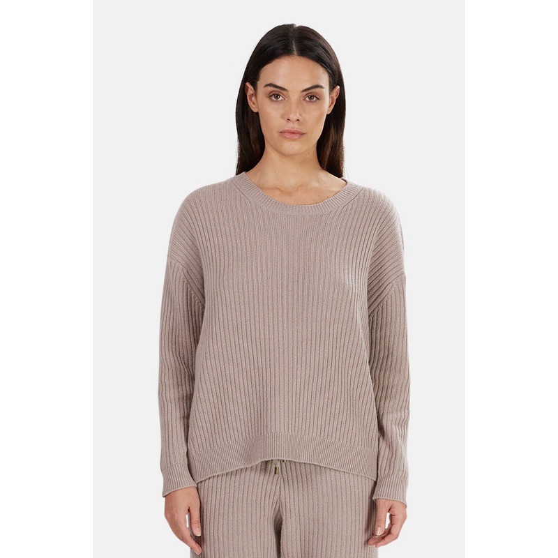 Evelyn Ribbed Cashmere Sweater Mauve