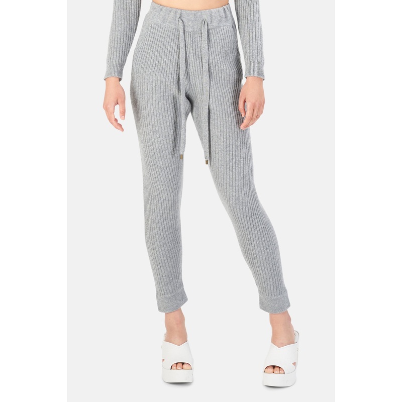 Florence Ribbed Cashmere Pants Grey