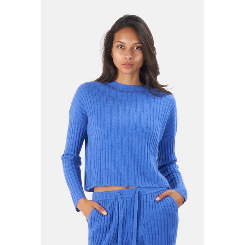 Francis Lightweight Ribbed Cashmere Sweater Blue