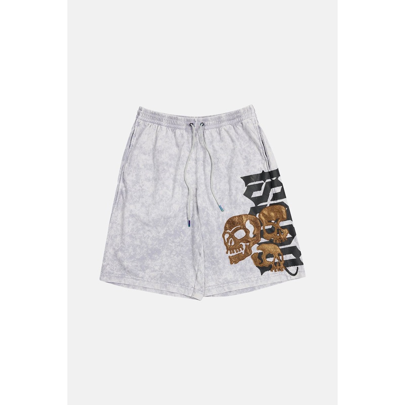 Jersey Leather Applique Short Grey Haze