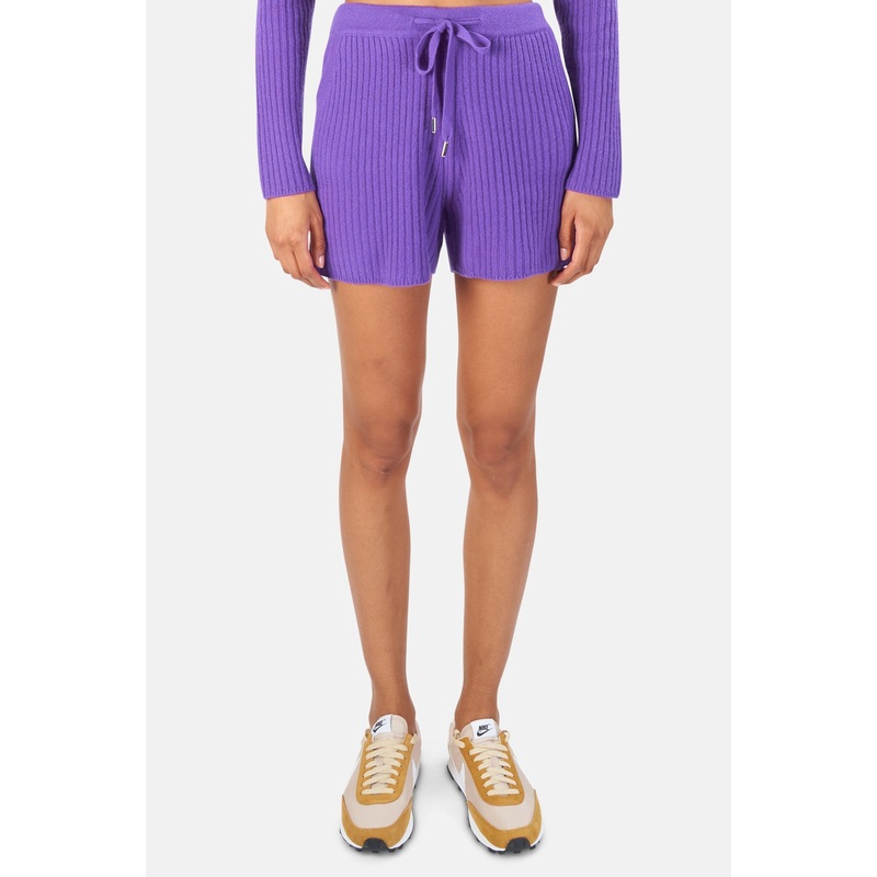 Penny Ribbed Cashmere Shorts Purple