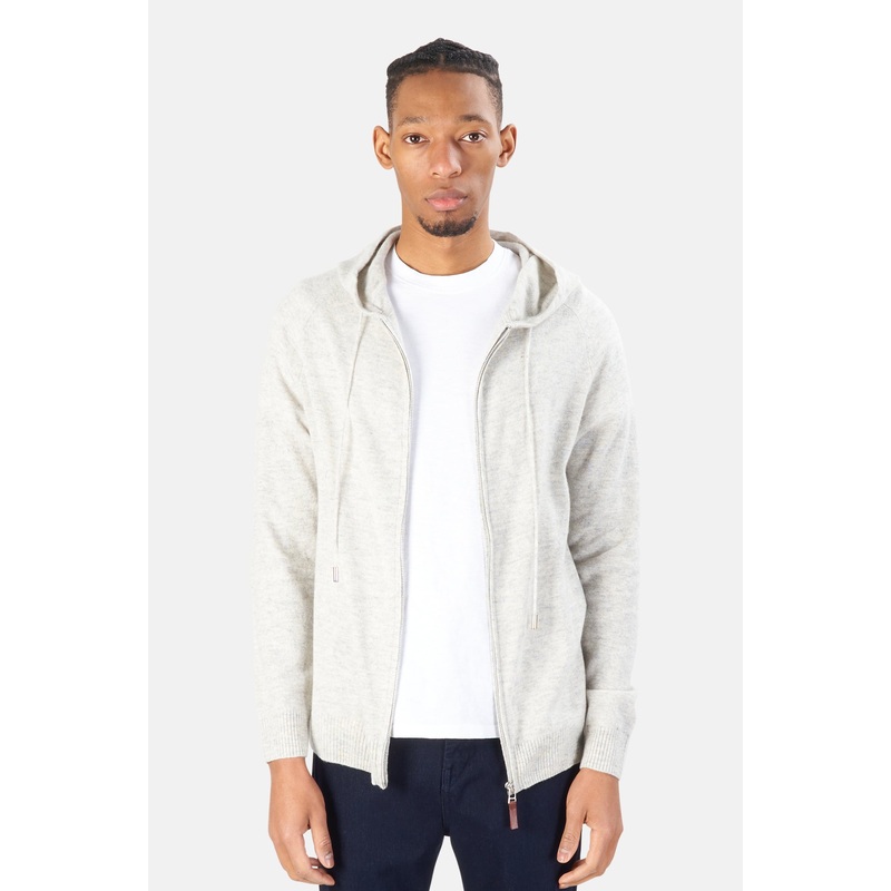 Stanford Zip Cashmere Hoodie Heathered Oat