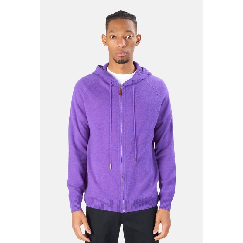 Stanford Zip Cashmere Hoodie Purple