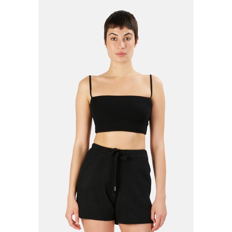The Lane Cropped Cashmere Cami Black