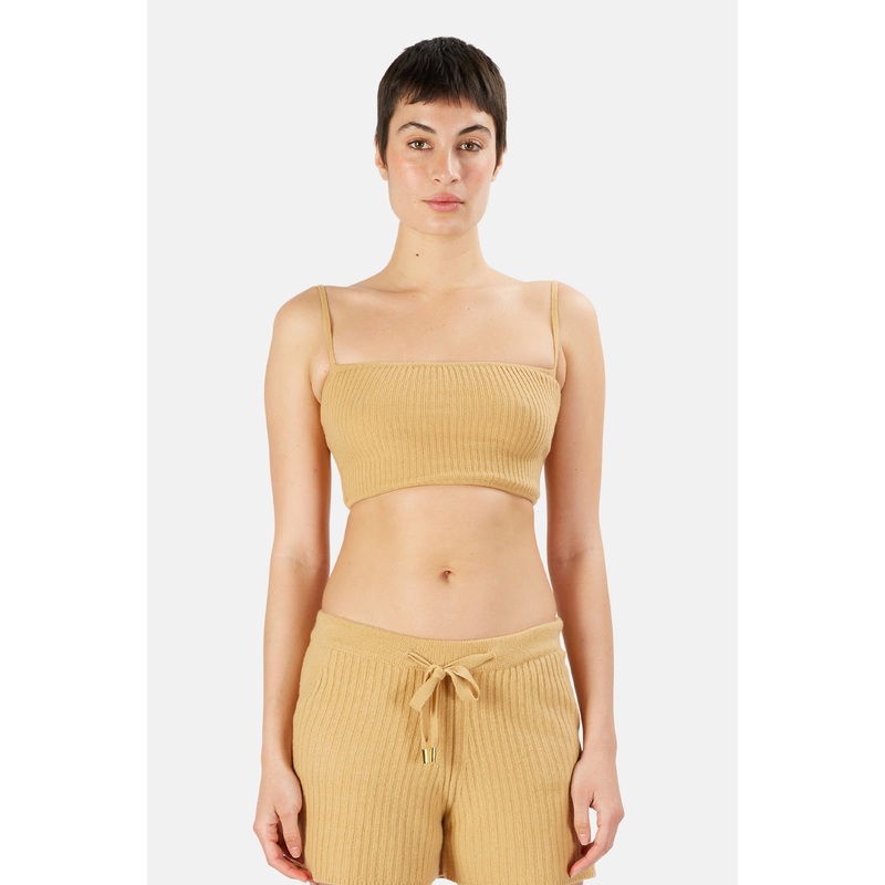 The Lane Cropped Cashmere Cami Camel