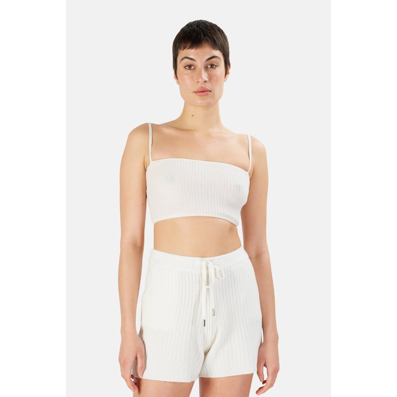 The Lane Cropped Cashmere Cami White