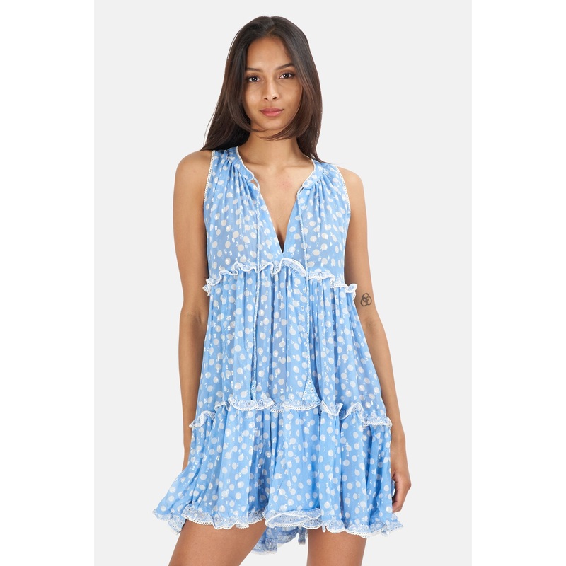 Beliza Dot Dress Blue|S|M
