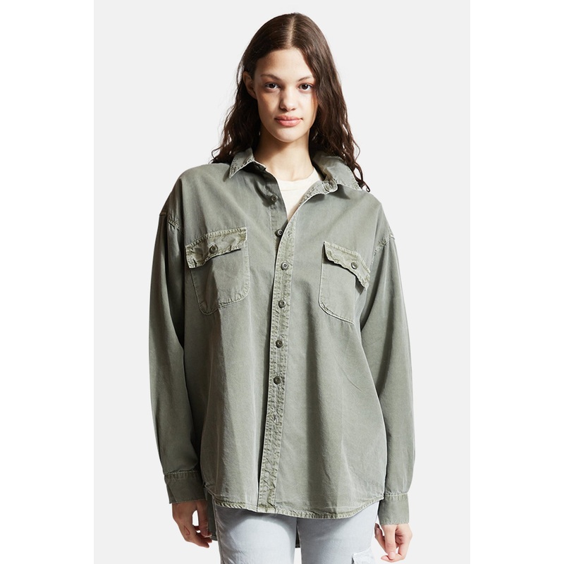Busy Oversized Boyfriend Shirt Pigment Army