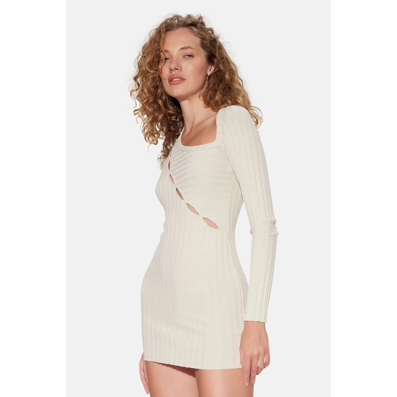Capri Cut Out Dress Oatmeal|XS|S|M|L