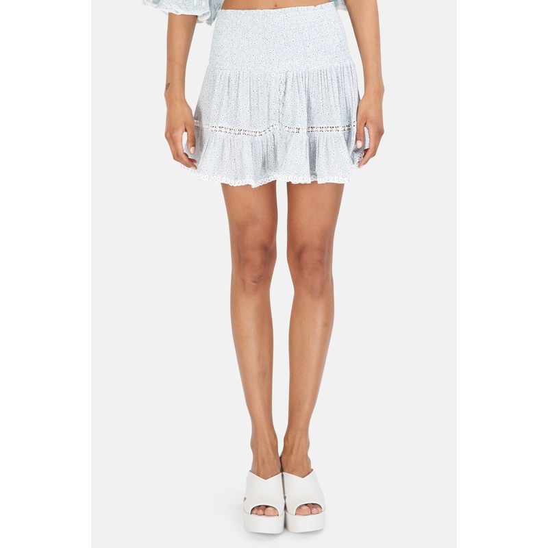 Pomponette Flowers Skirt Azur|OS