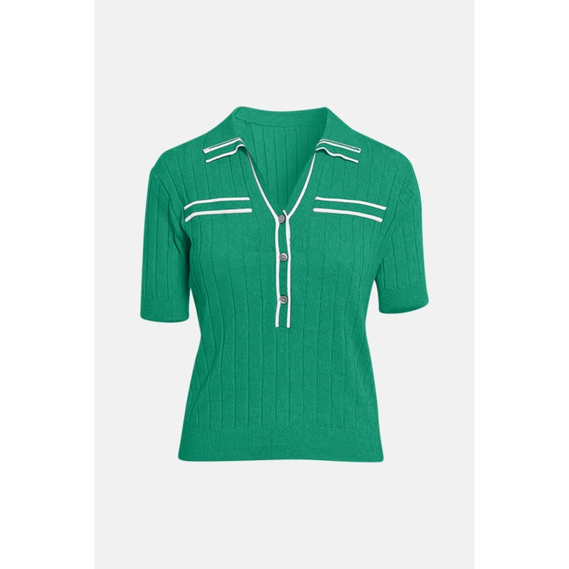 Ribbed V Neck Grass Green|XS|S|M|L