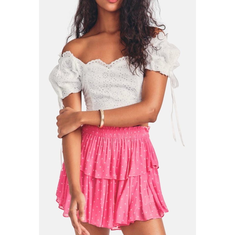 Ruffle Mini Skirt Hot Pink Cherry
