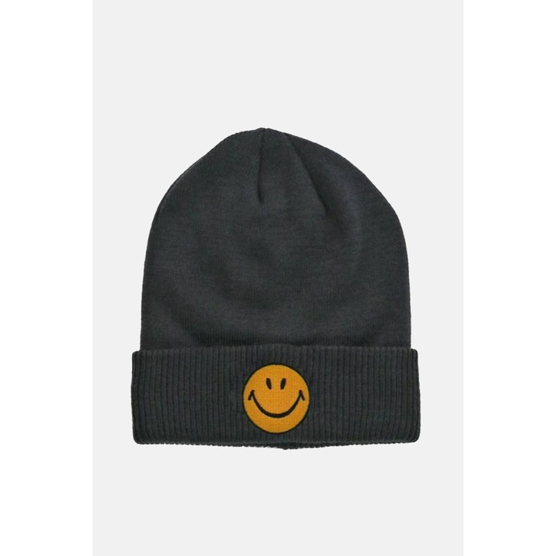 Smiley Beanie Charcoal|OS