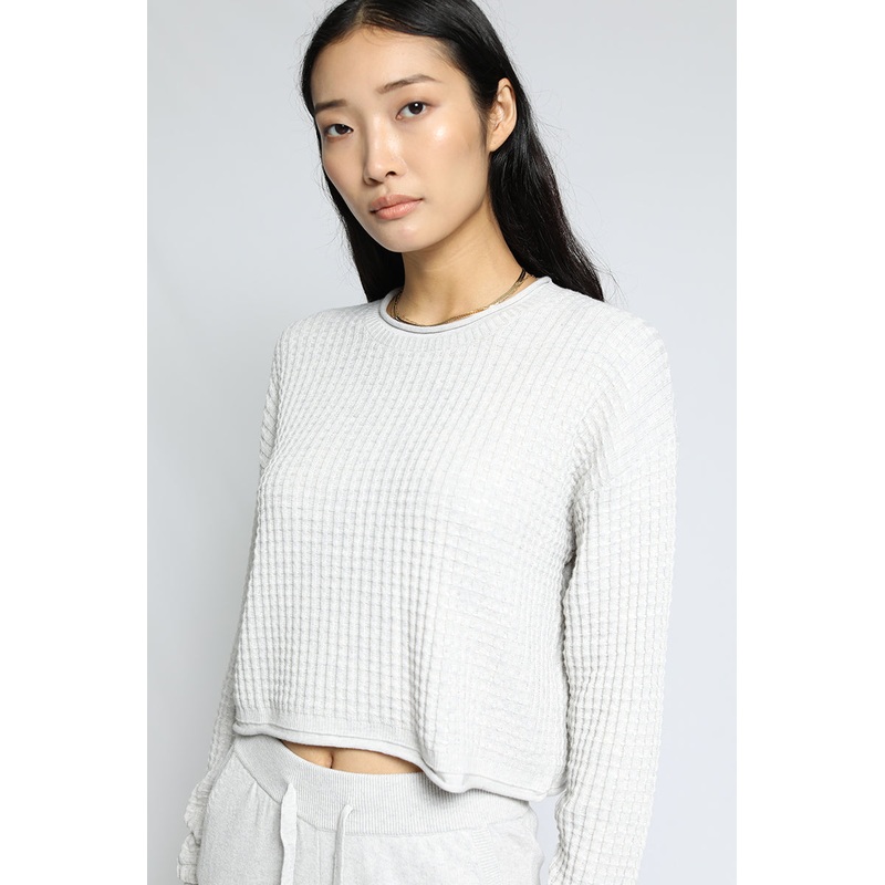 Blended Knit Waffle Crew Ash|XS|S|M