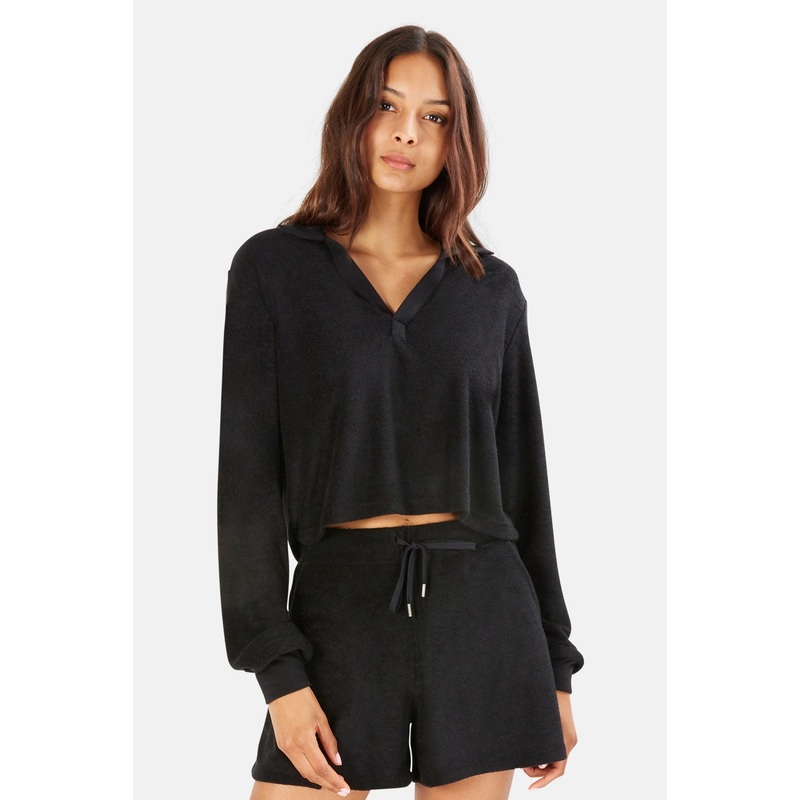 Charlie Cropped Terry Polo Black