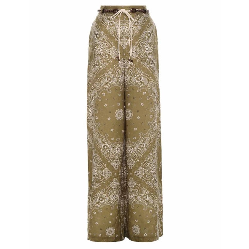 Violet Wide Leg Pants Olive Bandana