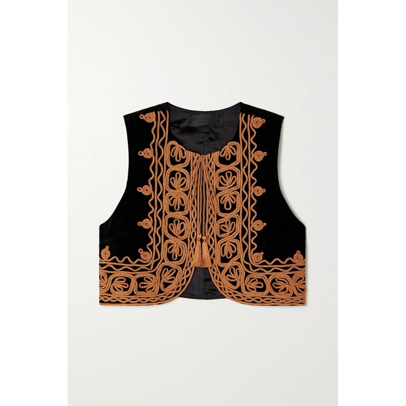 Audette Embroidered Vest Black/Gold