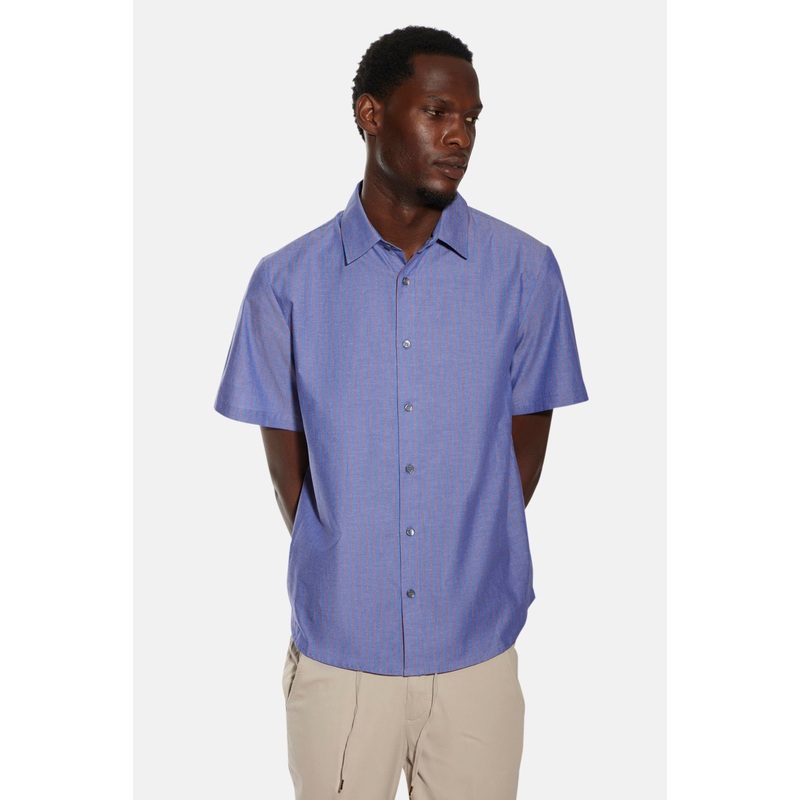Jake SS Shirt Navy/Wine Stripe