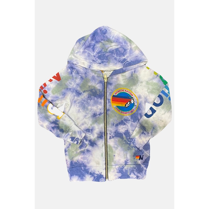Kids Hamptons Zip Hoodie Tie Dye Cloud Purple