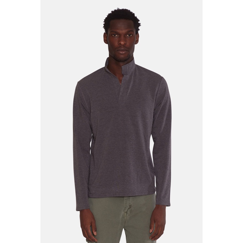 Mason Pop Collar Pullover Dark Grey Heather