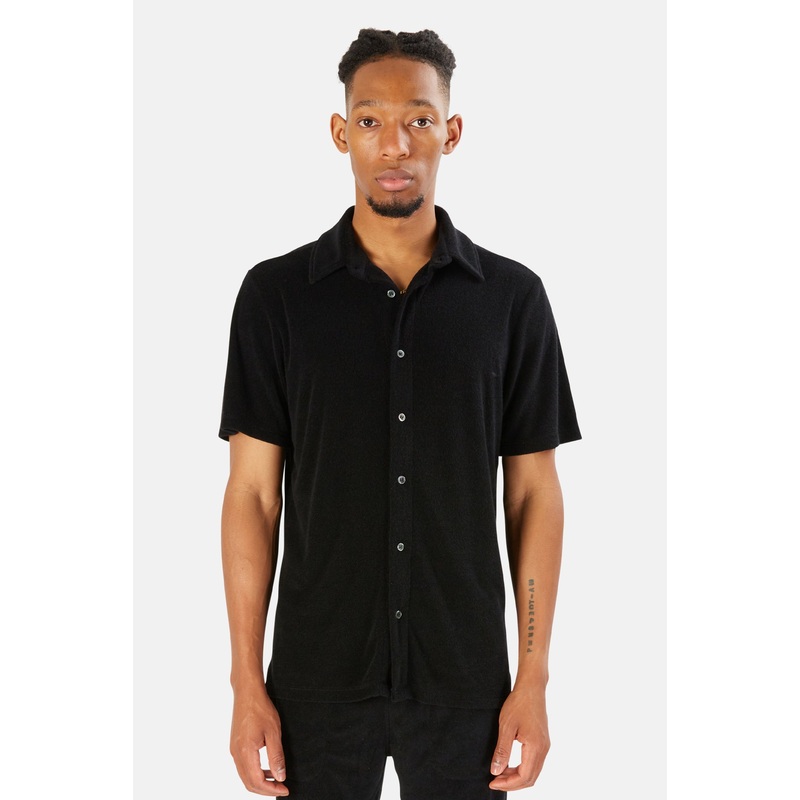 Pool Terry Short Sleeve Buttondown Black