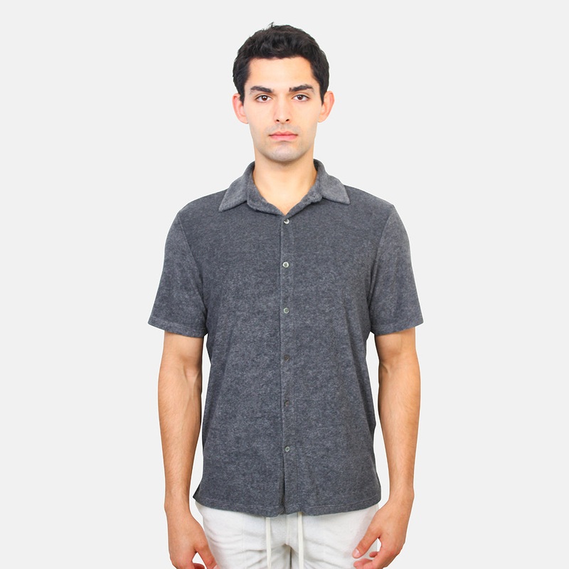 Pool Terry Short Sleeve Buttondown Midnight Heather