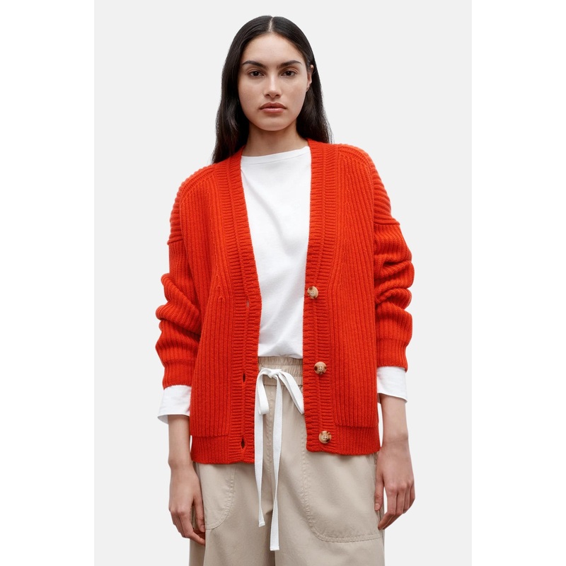 Cardi In Ribbed Cashmere Summer Tomato