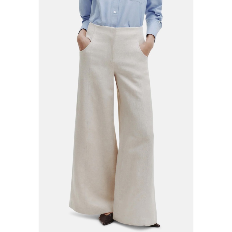Demie Pant in Coated Viscose Linen Natural