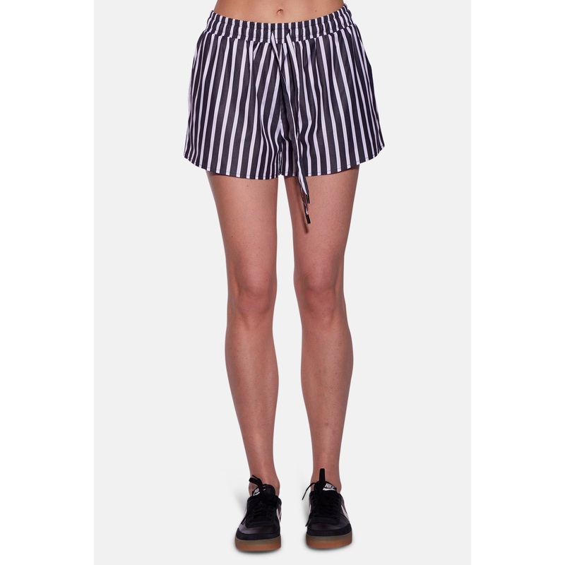 Halsey Poplin Shorts Wide Black/White Stripe