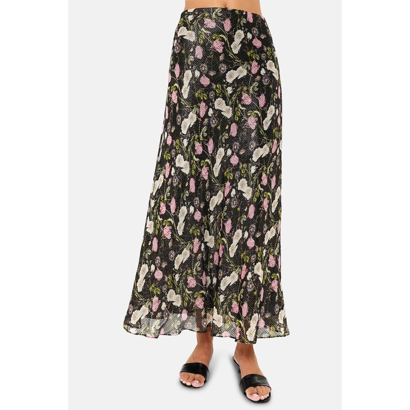 Jayna Metallic Chiffon Skirt Midnight Gardens