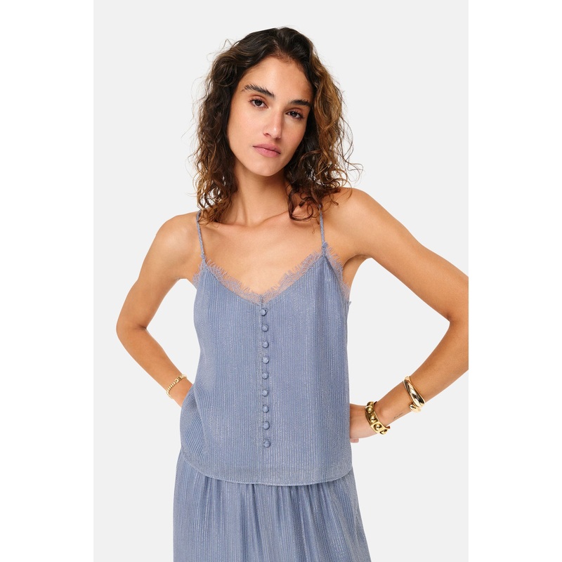 Melisa Metallic Chiffon Camisole Bluebird