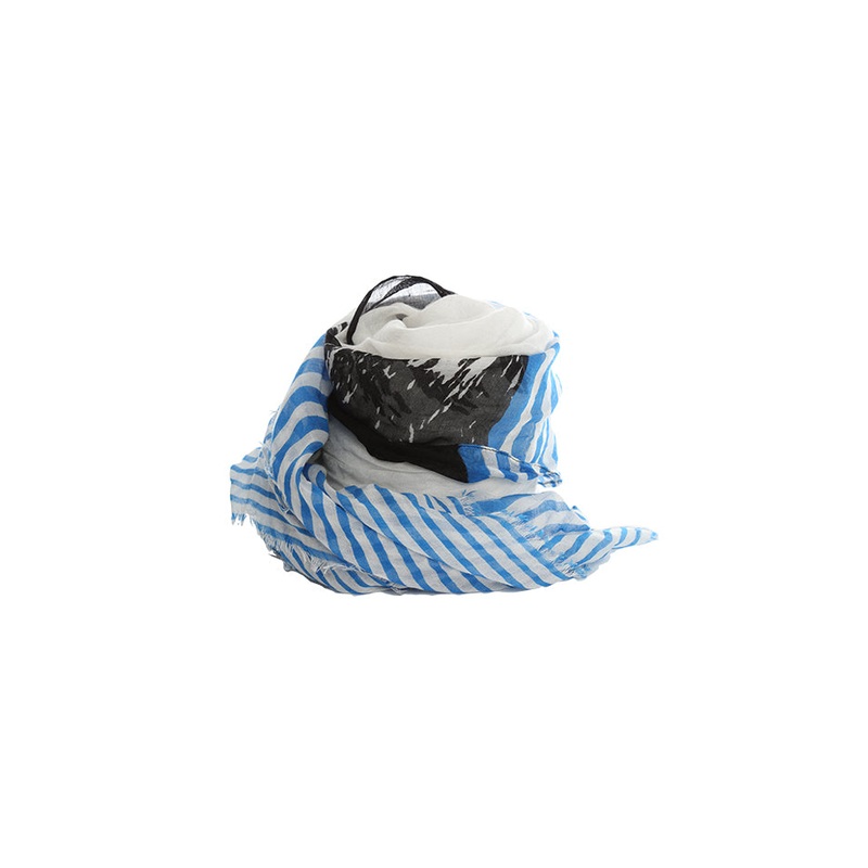 Yigal Azrouel Abstract Scarf White/Blue/Black