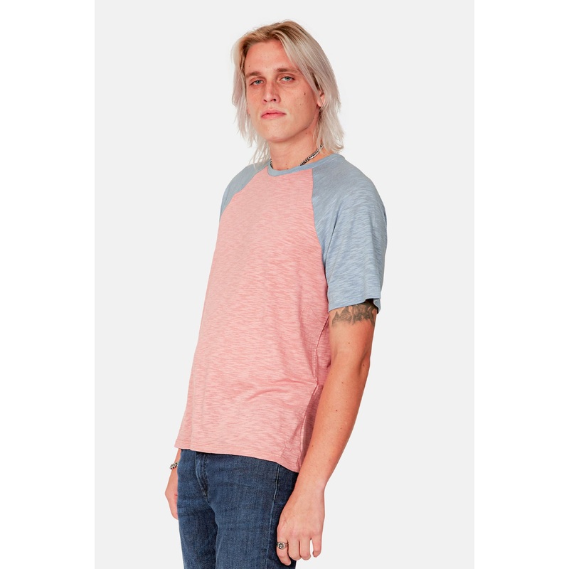 Baseball Contrast Slub Tee Red/Blue