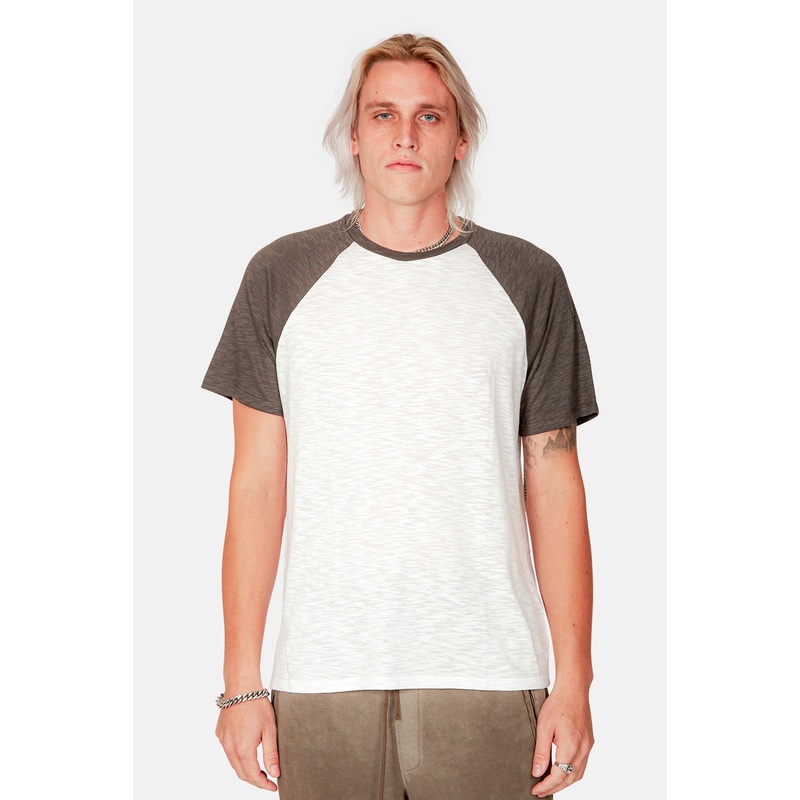 Baseball Contrast Slub Tee White/Midnight