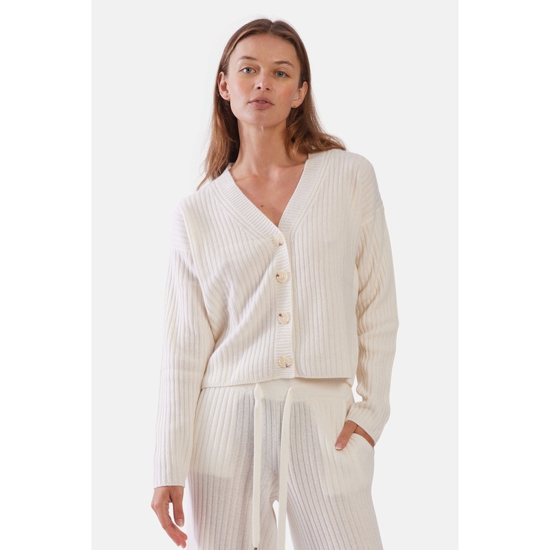 Beatrice Ribbed Cardigan Eggshell