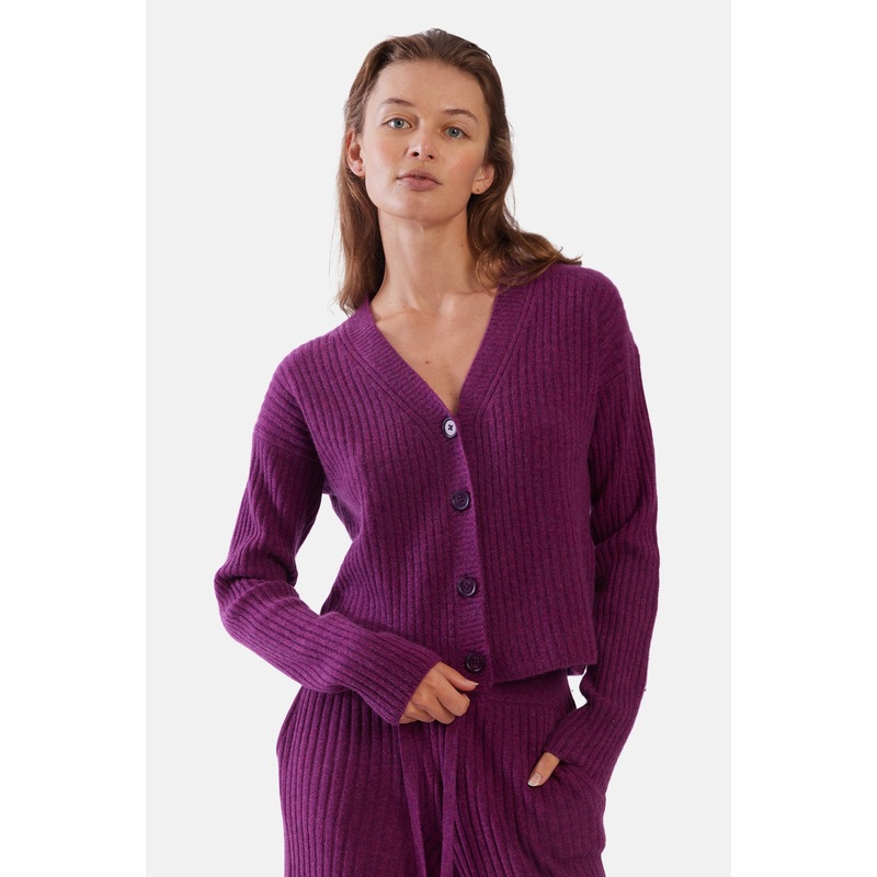 Beatrice Ribbed Cardigan Phlox