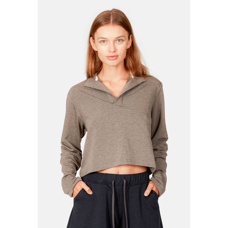 Charlie Cropped Pop Collar Storm Heather